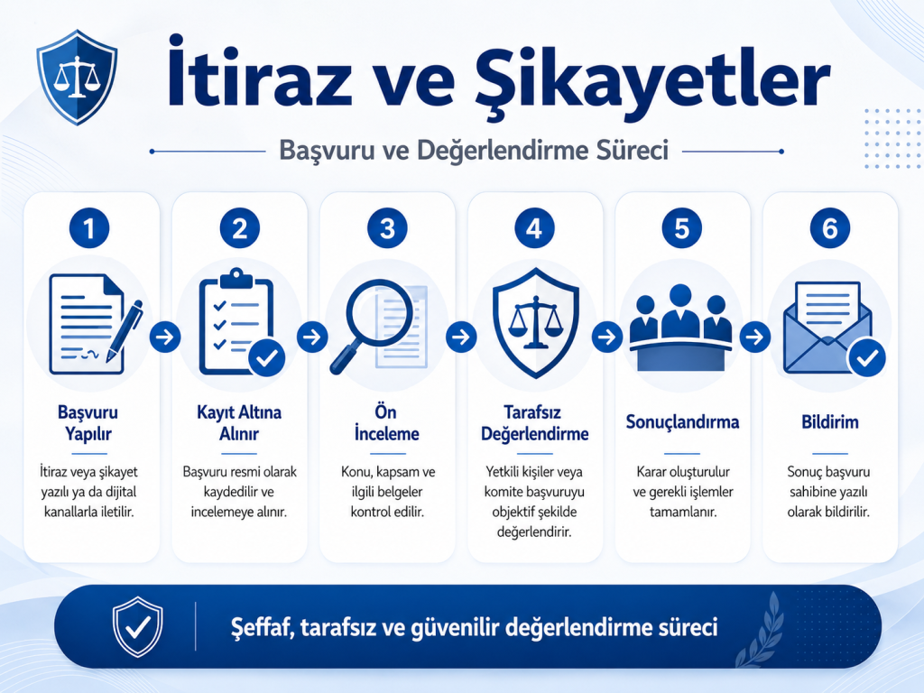 İtiraz ve Şikayetler başvuru ve değerlendirme süreci
