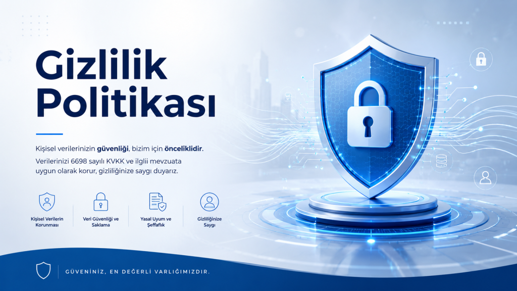 Gizlilik Politikası ve kişisel verilerin korunması sürecini anlatan veri güvenliği görseli
