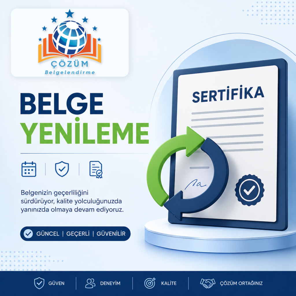 Belge yenileme süreci ve Çözüm Belgelendirme mesleki yeterlilik belgesi yenileme hizmeti
